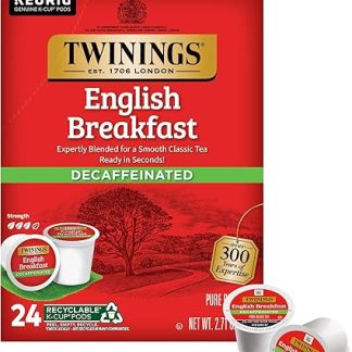 Twinings Decaffeinated English Breakfast Black Tea K-Cup Pods for Keurig, 24 Count (Pack of 1), Smooth, Flavourful, Robust, Enjoy Hot or Iced