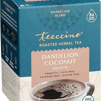 Teeccino Dandelion Tea Organic Coconut Roasted Herbal Tea | Organic Dandelion Root | Prebiotic | Caffeine Free | Gluten Free | Acid Free, 10 Tea Bags