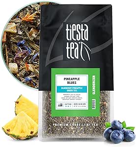 Tiesta Tea - Pineapple Blues, Loose Leaf Blueberry Pineapple Green Tea, Medium Caffeine, Hot & Iced Tea, 16 oz Bulk Bag- 200 Cups, Natural, Metabolism & Energy Boost, Green Tea Loose Leaf