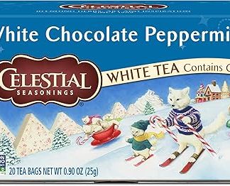 Celestial Seasonings White Tea, White Chocolate Peppermint, Contains Caffeine, 20 Tea Bags (Pack of 6)