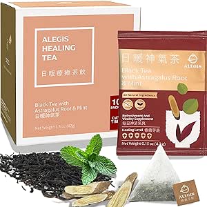 ALEGIS Black Tea with Astragalus Root & Mint – Premium Taiwan Black Tea Blend | Calming Herbal Vitality, Sweet Mint & Fruity Warmth, Sugar-Free | Gift Box (10 Packs)