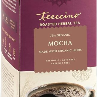 Teeccino Mocha Herbal Tea - Rich & Roasted Herbal Tea That’s Caffeine Free & Prebiotic for Natural Energy, 25 Tea Bags