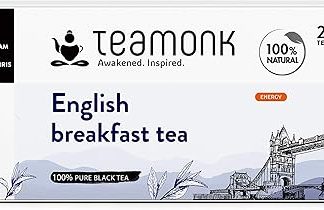 Teamonk English Breakfast Black Tea - 25 Biodegradable Pyramid Tea Bags. Boosts Energy. Antioxidant Properties. Boosts Heart Health and Helps reduce Blood pressure