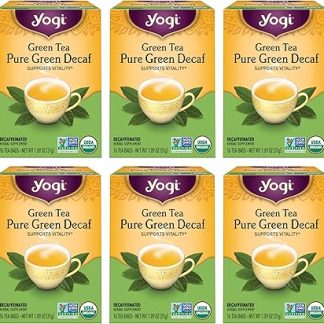 Yogi Tea - Green Tea Pure Green Decaf - Supports Vitality - 6 Pack, 96 Tea Bags Total