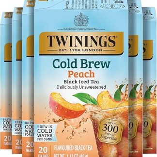 Twinings Peach Cold Brewed Iced Tea Bags, 20 Count (Pack of 6)