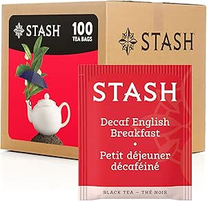 Stash Tea Decaf English Breakfast Black Tea 100 Tea Bags in Foil (Packaging May Vary) Individual Decaffeinated Black Tea Bags for Use in Teapots Mugs or Cups, Brew Hot Tea or Iced Tea