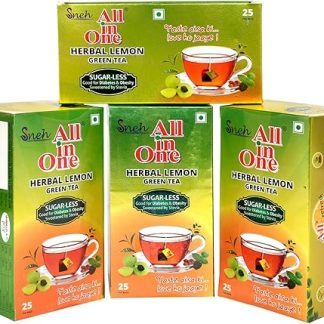 All in One Herbal Lemon Green Tea Sugar Less (100 Tea Bag)- Pack of 4