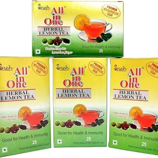 All in One Herbal Lemon Tea Premix Sulphur Less Sugar Pack of 4, 100 Pouches