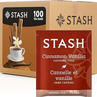 Stash Tea Cinnamon Vanilla Herbal Tea 100 Count Tea Bags in Foil (packaging may vary) Individual Herbal Tea Bags for Use in Teapots Mugs or Cups, Brew Hot Tea or Iced Tea