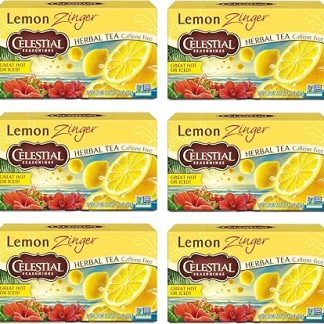 Celestial Seasonings Lemon Zinger Herbal Tea, Caffeine Free, 20 Tea Bags Box, (Pack of 6)