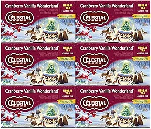 Celestial Seasonings Herbal Tea, Cranberry Vanilla Wonderland, 18 Count (Pack of 6)
