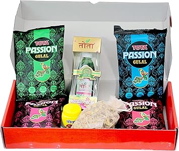 VRINDAVANBAZAAR.COM TOTA Herbal Gulal Holi Gift Pack, Holi Colour Powder, Herbal Spray, Tesu Ke Phool, Chandan Tika –Pack of 4