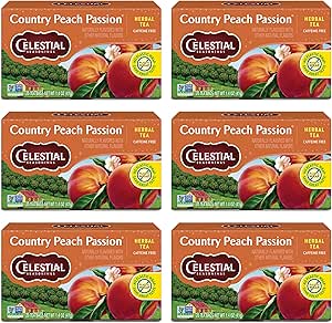 Celestial Seasonings Country Peach Passion Herbal Tea, Caffeine Free, 20 Tea Bags Box (Pack of 6)