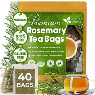 FreshDrinkUS Rosemary Leaf Tea - 40 Bags, Organic & Non-GMO, No Additives, Caffeine & Gluten Free, Vegan