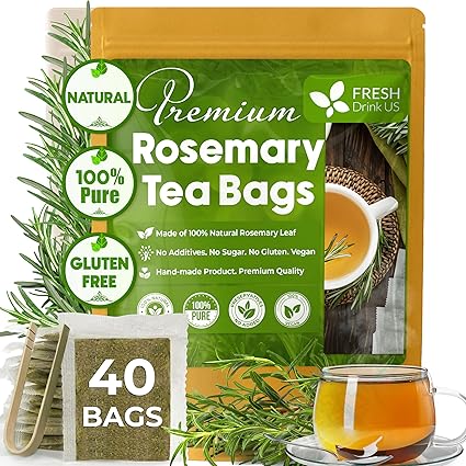 FreshDrinkUS Rosemary Leaf Tea - 40 Bags, Organic & Non-GMO, No Additives, Caffeine & Gluten Free, Vegan